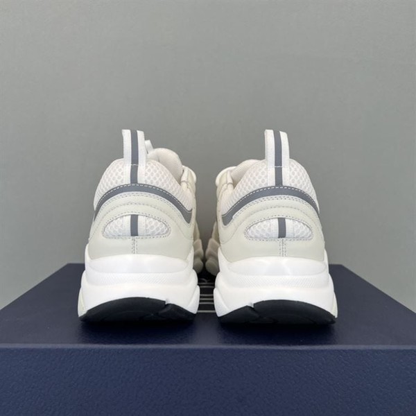 DIOR B22 SNEAKERS WHITE TECHNICAL MESH WITH WHITE AND SILVER-TONE CALFSKIN - DO002 - Image 7