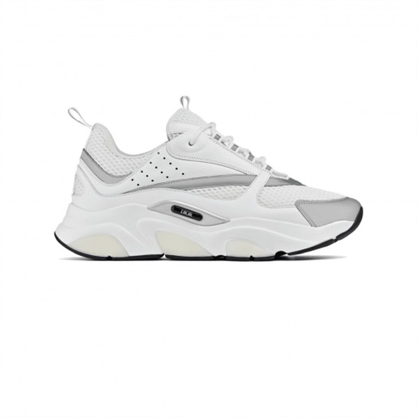 DIOR B22 SNEAKERS WHITE TECHNICAL MESH WITH WHITE AND SILVER-TONE CALFSKIN - DO002 - Image 8