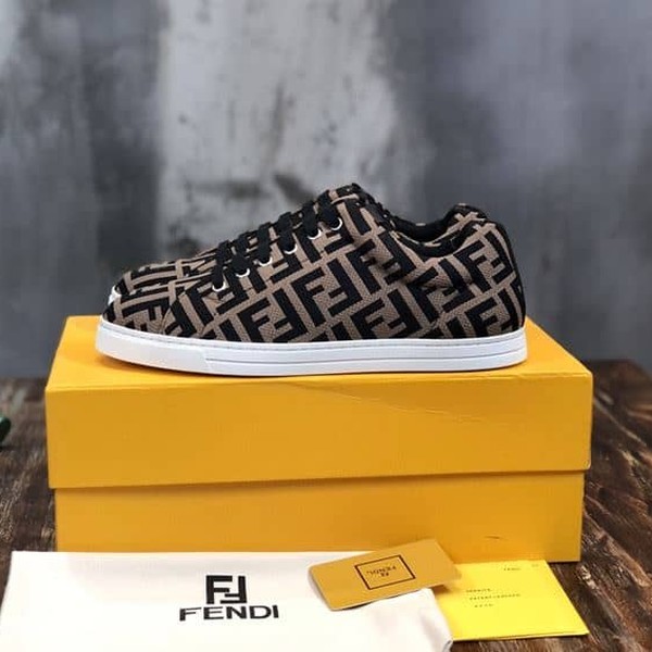 FENDI SNEAKERS BROWN FABRIC LOW-TOPS - FDS007 - Image 2