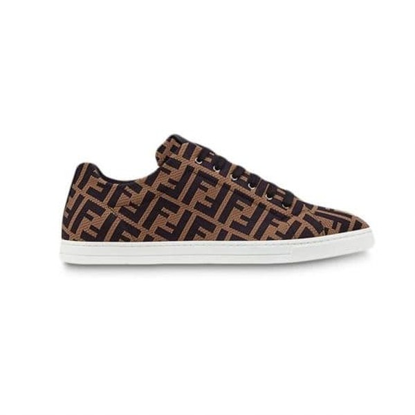 FENDI SNEAKERS BROWN FABRIC LOW-TOPS - FDS007 - Image 11