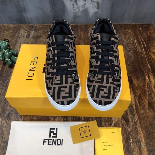 FENDI SNEAKERS BROWN FABRIC LOW-TOPS - FDS007 - Image 3
