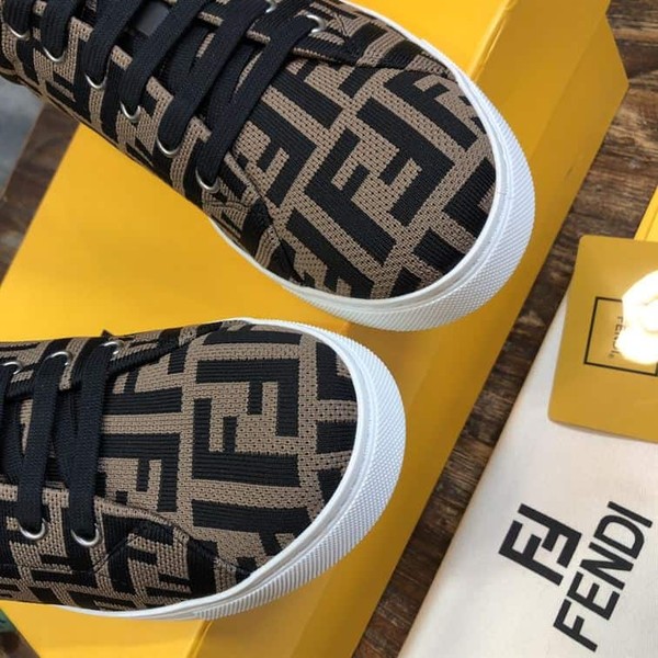 FENDI SNEAKERS BROWN FABRIC LOW-TOPS - FDS007 - Image 4