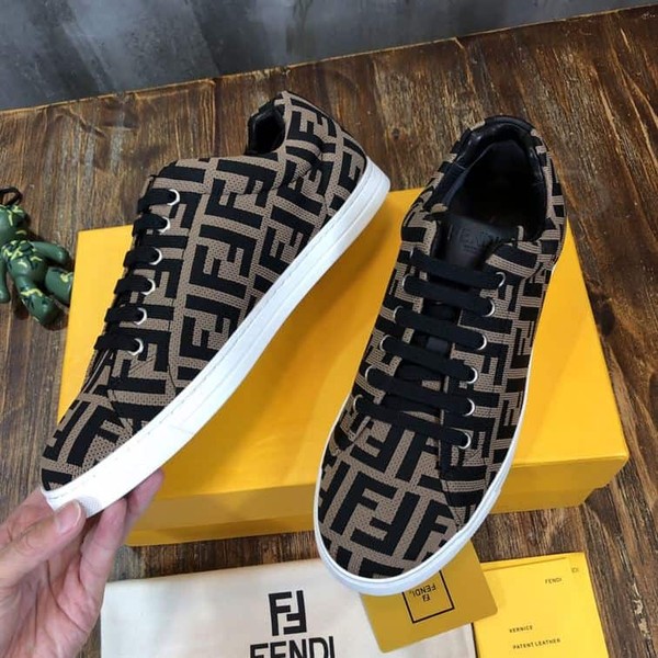 FENDI SNEAKERS BROWN FABRIC LOW-TOPS - FDS007 - Image 5