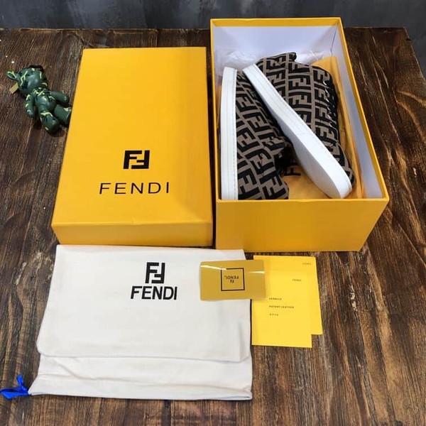FENDI SNEAKERS BROWN FABRIC LOW-TOPS - FDS007 - Image 6