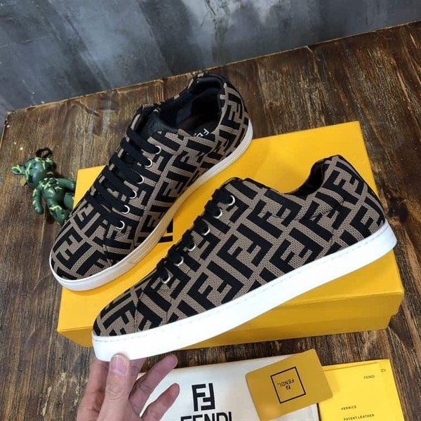 FENDI SNEAKERS BROWN FABRIC LOW-TOPS - FDS007 - Image 7