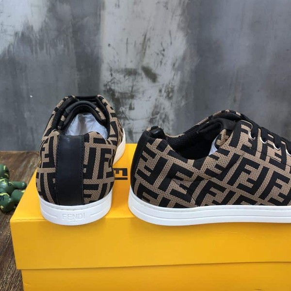 FENDI SNEAKERS BROWN FABRIC LOW-TOPS - FDS007 - Image 8