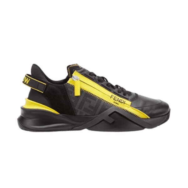 FENDI FLOW BLACK LEATHER LOW TOPS - FDS013