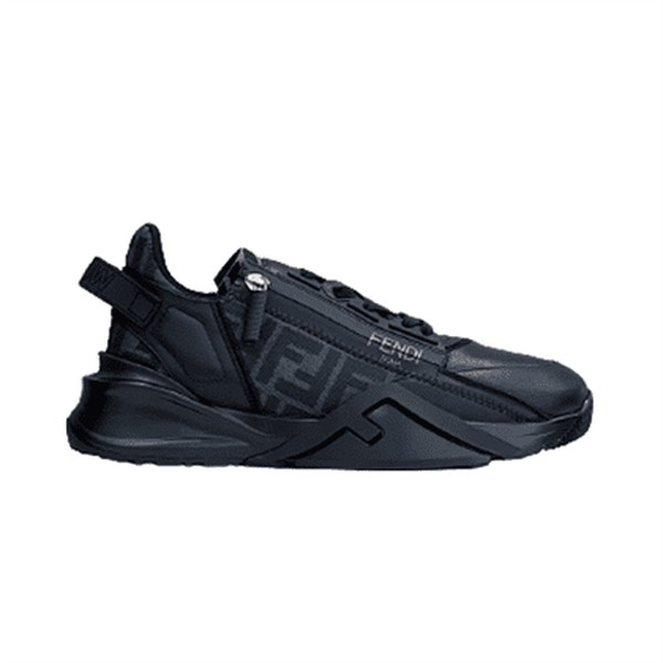 FENDI FLOW BLACK LEATHER LOW TOPS - FDS017