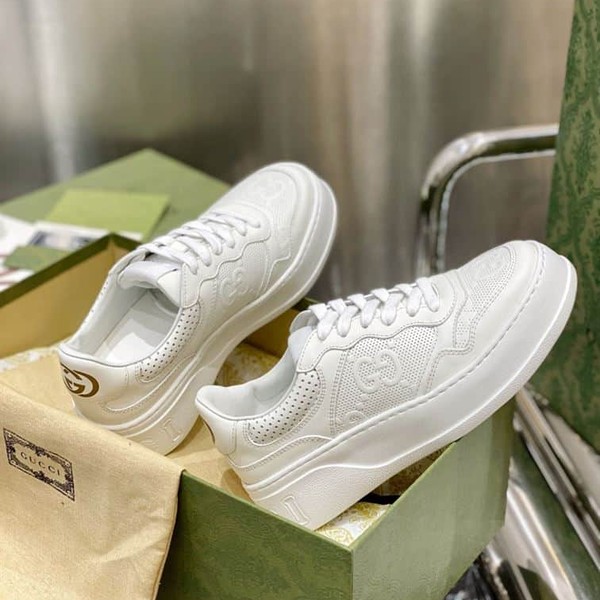 GUCCI MEN'S GG EMBOSSED SNEAKER WHITE LEATHER - GCC005 - Image 5