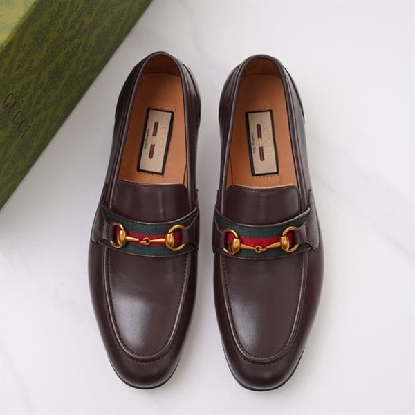 GUCCI BRIXTON WEB LOAFER IN LEATHER WITH HORSEBIT - GL009 - Image 2