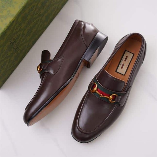 GUCCI BRIXTON WEB LOAFER IN LEATHER WITH HORSEBIT - GL009 - Image 3