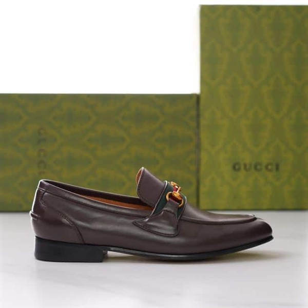 GUCCI BRIXTON WEB LOAFER IN LEATHER WITH HORSEBIT - GL009 - Image 5
