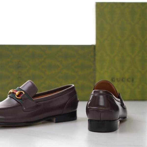 GUCCI BRIXTON WEB LOAFER IN LEATHER WITH HORSEBIT - GL009 - Image 6