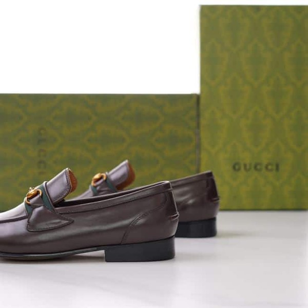 GUCCI BRIXTON WEB LOAFER IN LEATHER WITH HORSEBIT - GL009 - Image 7