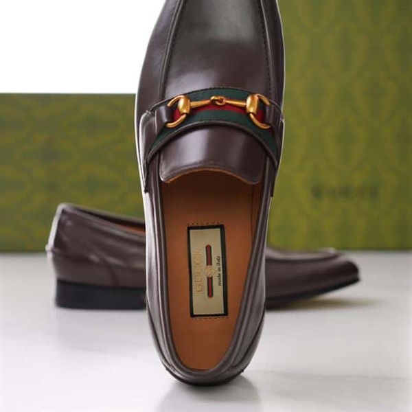 GUCCI BRIXTON WEB LOAFER IN LEATHER WITH HORSEBIT - GL009 - Image 8