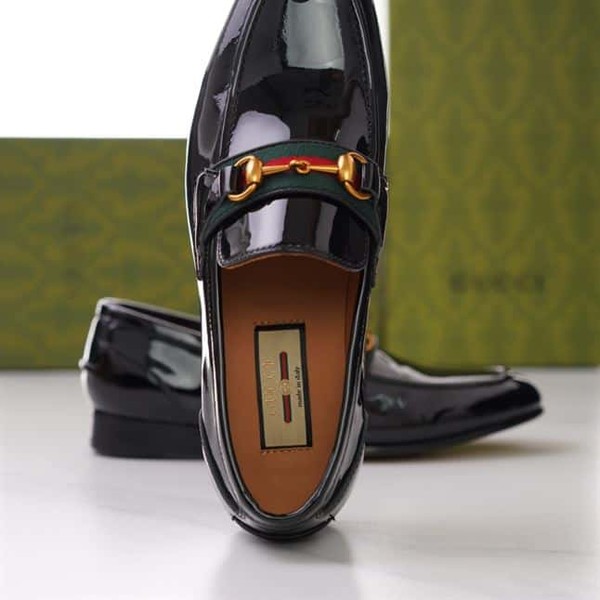 GUCCI BRIXTON WEB LOAFER IN LEATHER WITH HORSEBIT - GL012 - Image 4