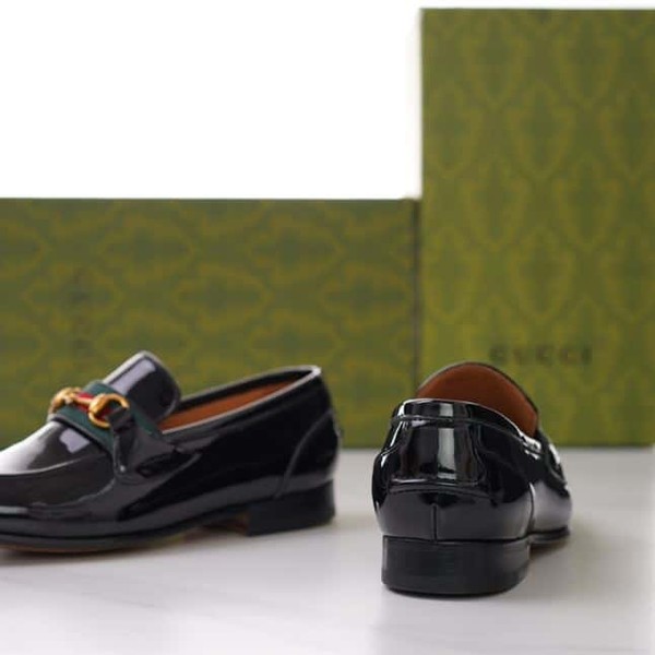 GUCCI BRIXTON WEB LOAFER IN LEATHER WITH HORSEBIT - GL012 - Image 5
