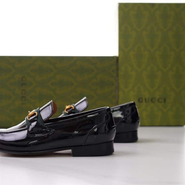 GUCCI BRIXTON WEB LOAFER IN LEATHER WITH HORSEBIT - GL012 - Image 8