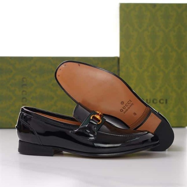 GUCCI BRIXTON WEB LOAFER IN LEATHER WITH HORSEBIT - GL012 - Image 9