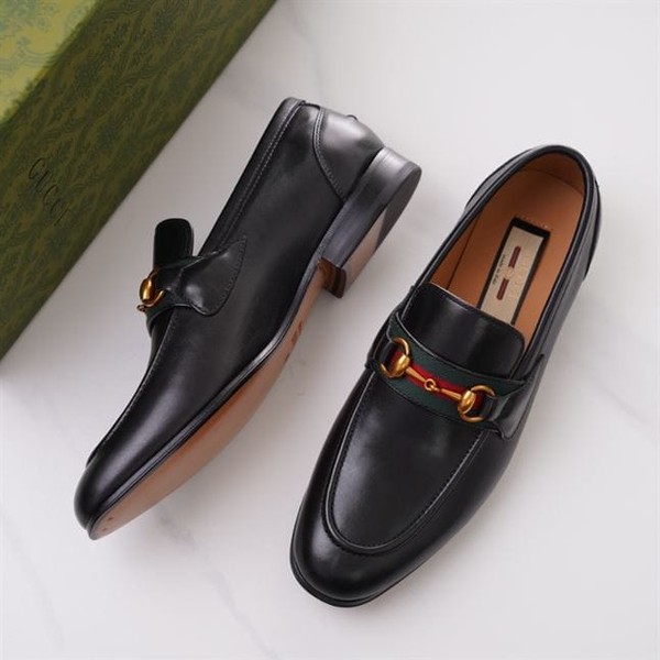 GUCCI BRIXTON WEB LOAFER IN LEATHER WITH HORSEBIT - GL013 - Image 3
