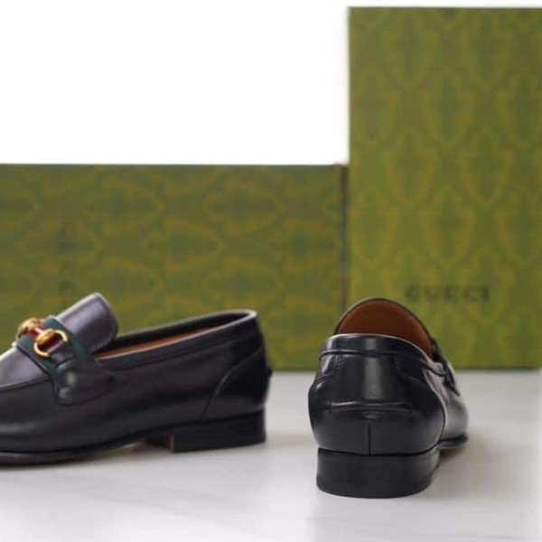 GUCCI BRIXTON WEB LOAFER IN LEATHER WITH HORSEBIT - GL013 - Image 5