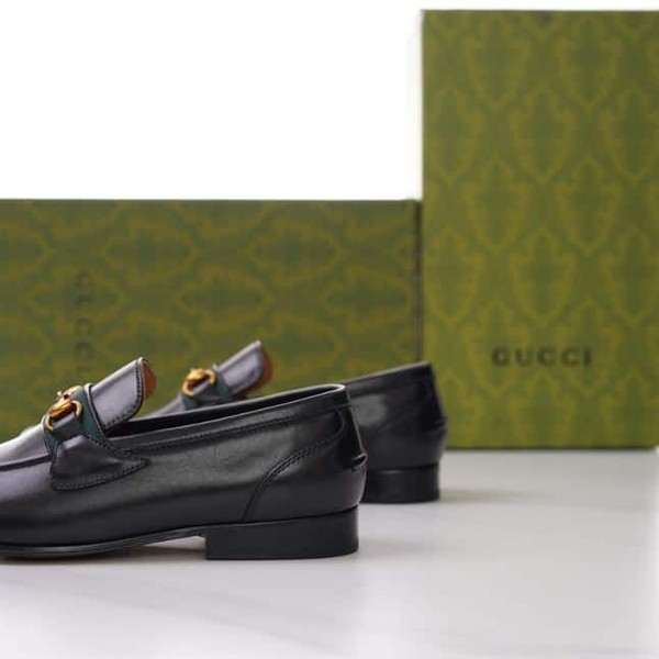 GUCCI BRIXTON WEB LOAFER IN LEATHER WITH HORSEBIT - GL013 - Image 6