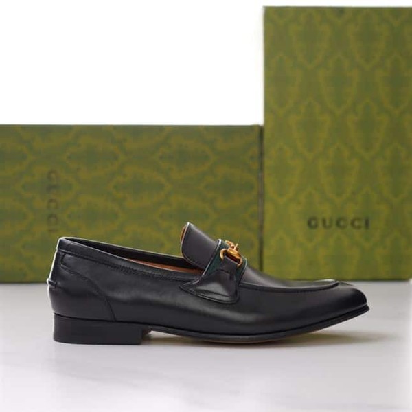 GUCCI BRIXTON WEB LOAFER IN LEATHER WITH HORSEBIT - GL013 - Image 8