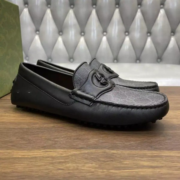 MEN'S INTERLOCKING G DRIVER BLACK LEATHER - GL104 - Image 7