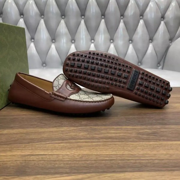 MEN'S INTERLOCKING G DRIVER BROWN LEATHER - GL105 - Image 5