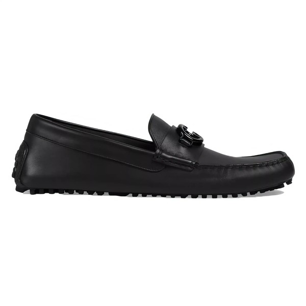MEN'S INTERLOCKING G DRIVER BLACK LEATHER - GL106