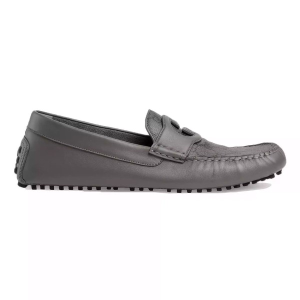 MEN'S INTERLOCKING G DRIVER GREY LEATHER - GL107