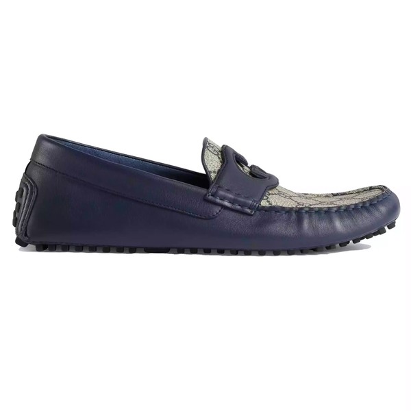 MEN'S INTERLOCKING G DRIVER BLUE LEATHER - GL108