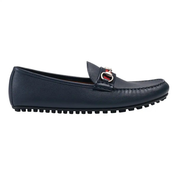 LEATHER DRIVER WITH WEB NAVY - GL118