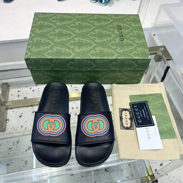GUCCI SLIDE INTERLOCKING G LEATHER BLACK FOR MEN - GSL008 - Image 2