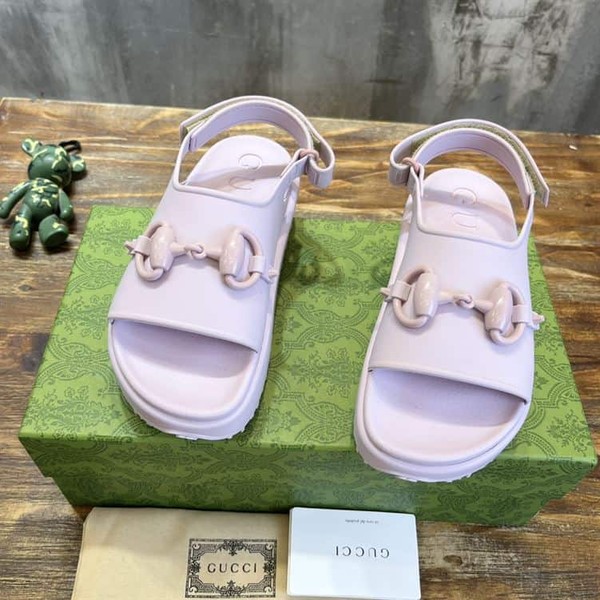 GUCCI WOMEN'S HORSEBIT FLATFORM SANDAL LIGHT PINK RUBBER - GSL018