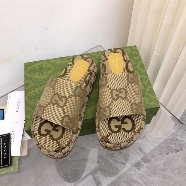 GUCCI ANGELINA LOGO-JACQUARD COATED-CANVAS PLATFORM SLIDES - GSL023 - Image 8