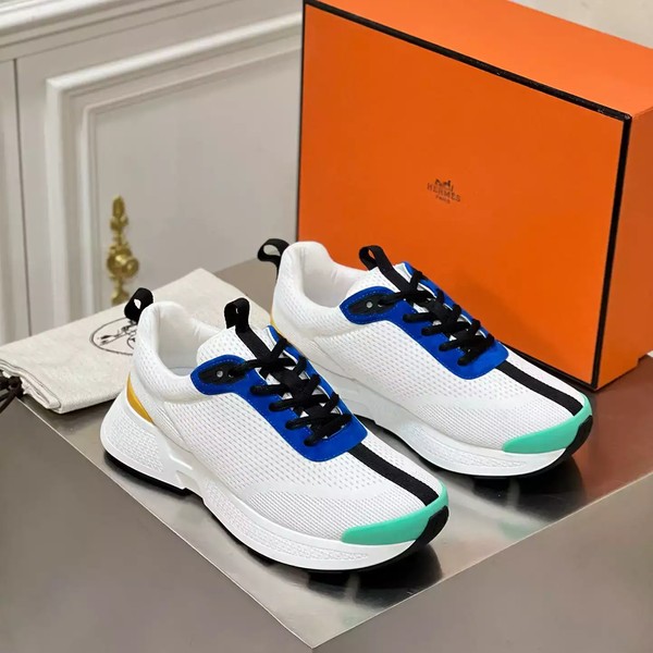 Hermes Heros Sneakers in White Knit and Blue Suede - HM004 - Image 5