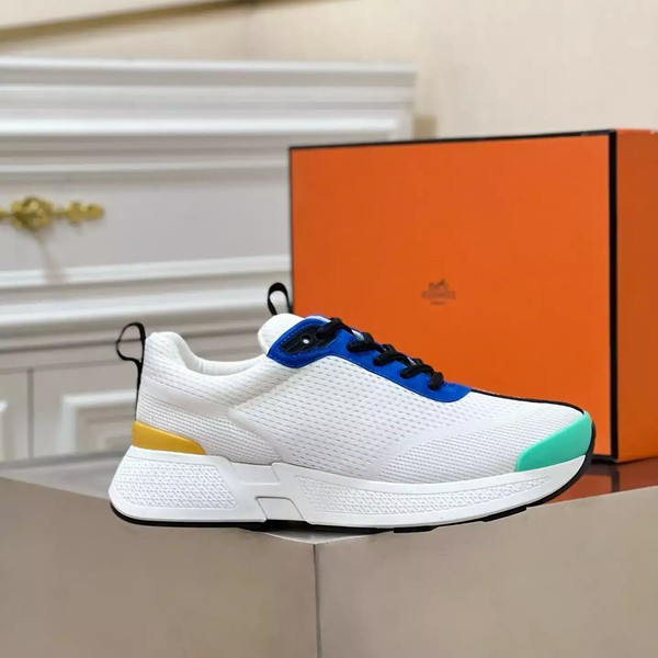 Hermes Heros Sneakers in White Knit and Blue Suede - HM004 - Image 6