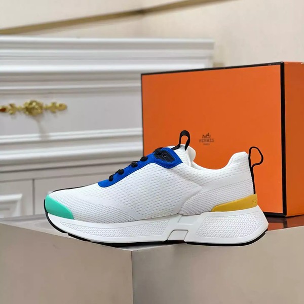 Hermes Heros Sneakers in White Knit and Blue Suede - HM004 - Image 8