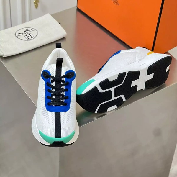 Hermes Heros Sneakers in White Knit and Blue Suede - HM004 - Image 9
