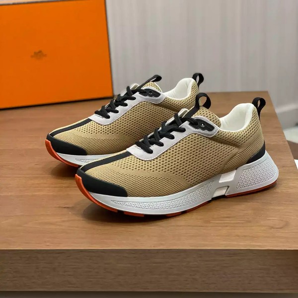 Hermes Heros Sneakers in Khaki Technical Knit - HM007 - Image 3
