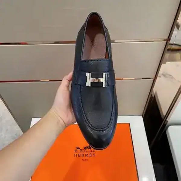 Hermes Men's Paris Loafers In Noir Calfskin - HM012