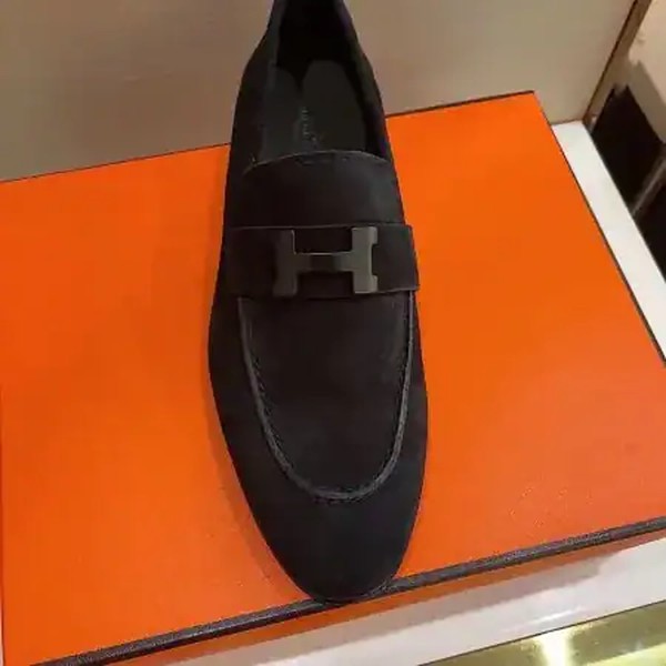 Hermes Men's Paris Loafers In Black Suede Calfskin - HM013 - Image 4