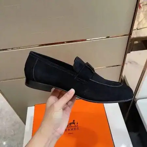 Hermes Men's Paris Loafers In Black Suede Calfskin - HM013 - Image 8