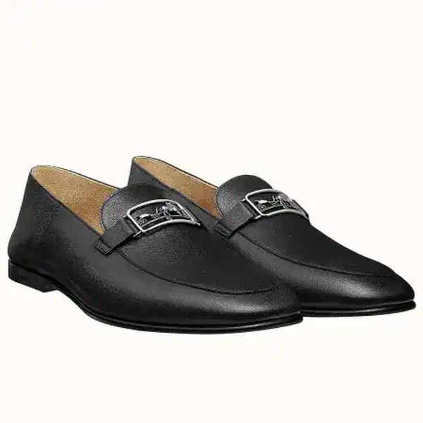 Hermes Men's Tenor Loafers In Black Calfskin - HM014