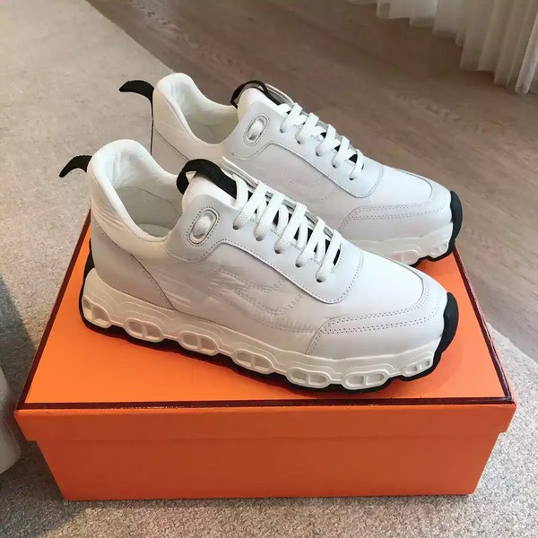 Hermes Men's Impulse Sneakers in White Fabric and Leather - HM017 - Image 2