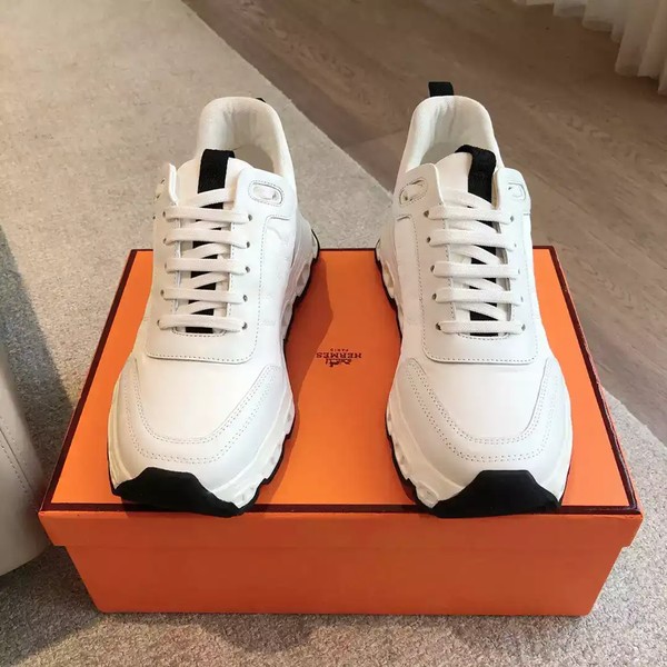 Hermes Men's Impulse Sneakers in White Fabric and Leather - HM017 - Image 3
