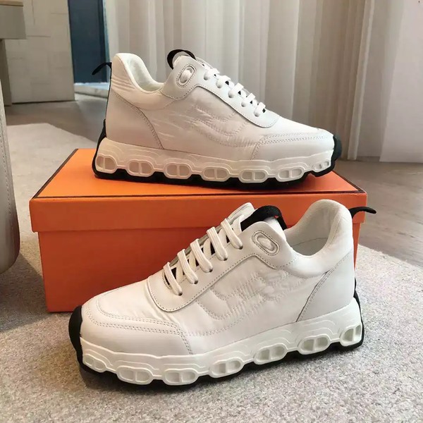 Hermes Men's Impulse Sneakers in White Fabric and Leather - HM017 - Image 6