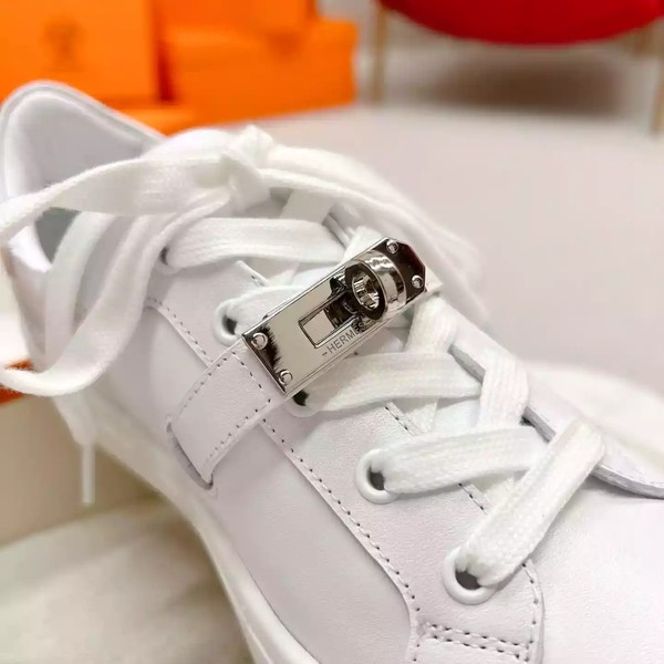 Hermes Men's Day Sneakers in White Leather - HM024 - Image 8