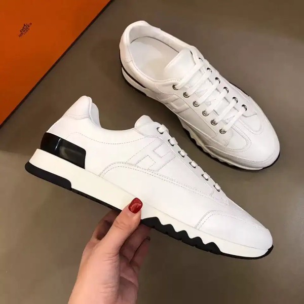 Hermes Men's Trail Sneakers In White Calfskin Leather - HM038 - Image 6